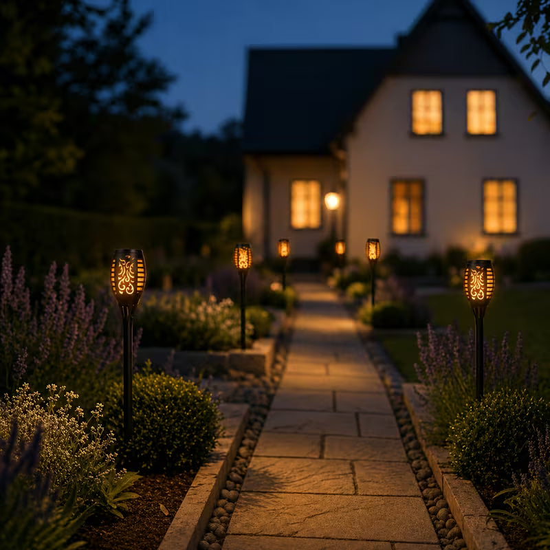 Lanterna Solare LED con Effetto Fiamma Realistico